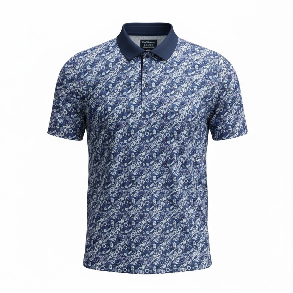 Ben Sherman Sport Polo Shirt Men’s XL Blue Abstract Print Performance Golf